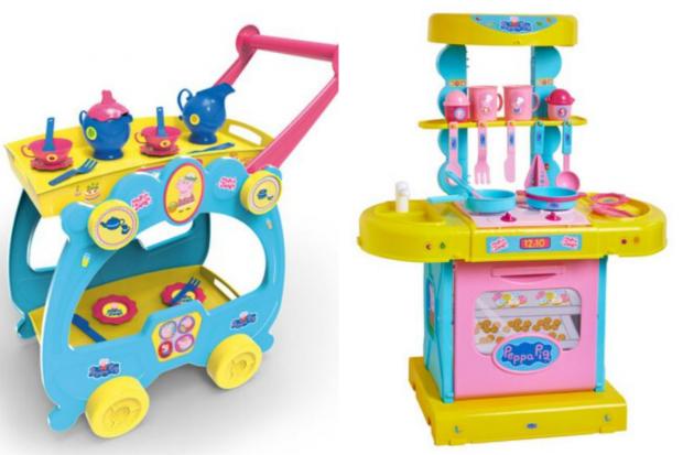 Hampshire Chronicle: Left: Tea Set & Serving Trolley (Lidl) Right: Peppa Pig Electronic Kitchen (Lidl)