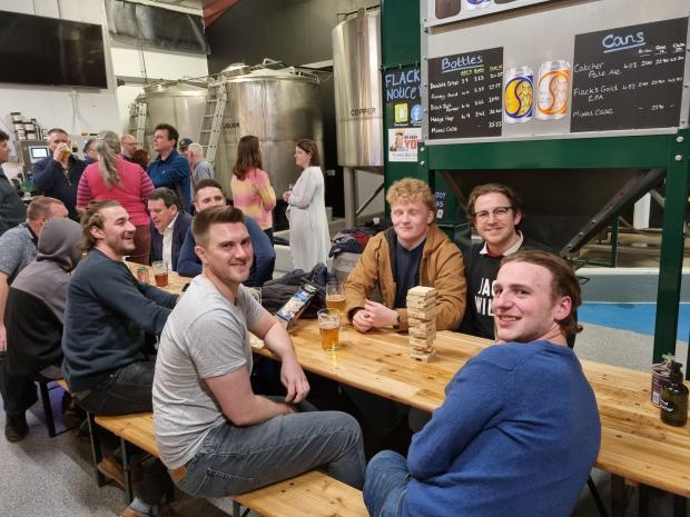 Hampshire Chronicle: Customers at Flack Manor Brewery 