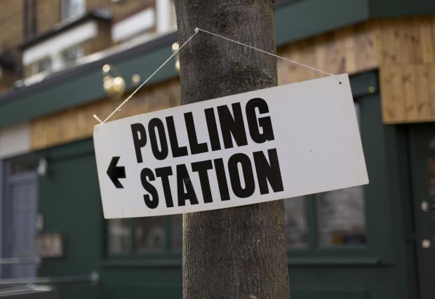 Hampshire Chronicle: A polling station sign in north London..