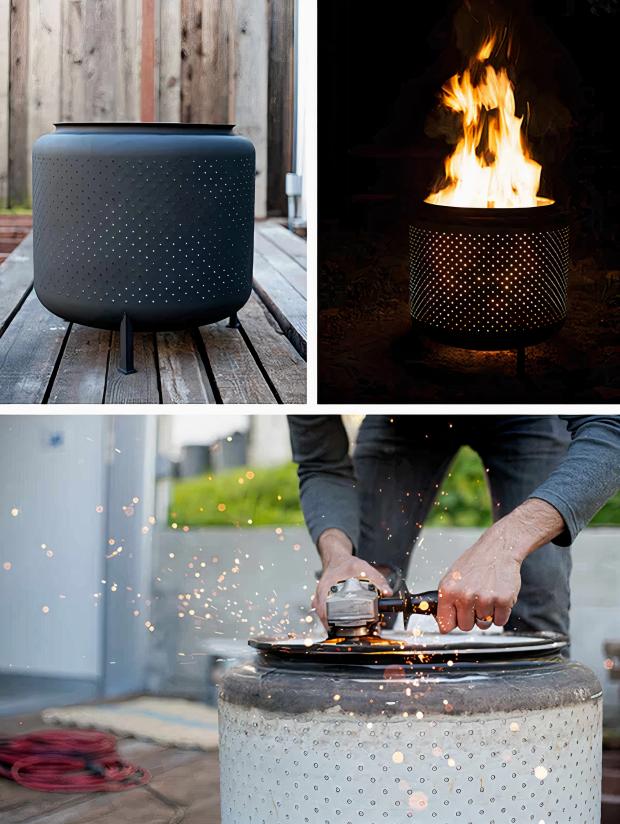 Hampshire Chronicle: The washing machine drum firepit is both elegant and eco. Picture: ManoMano