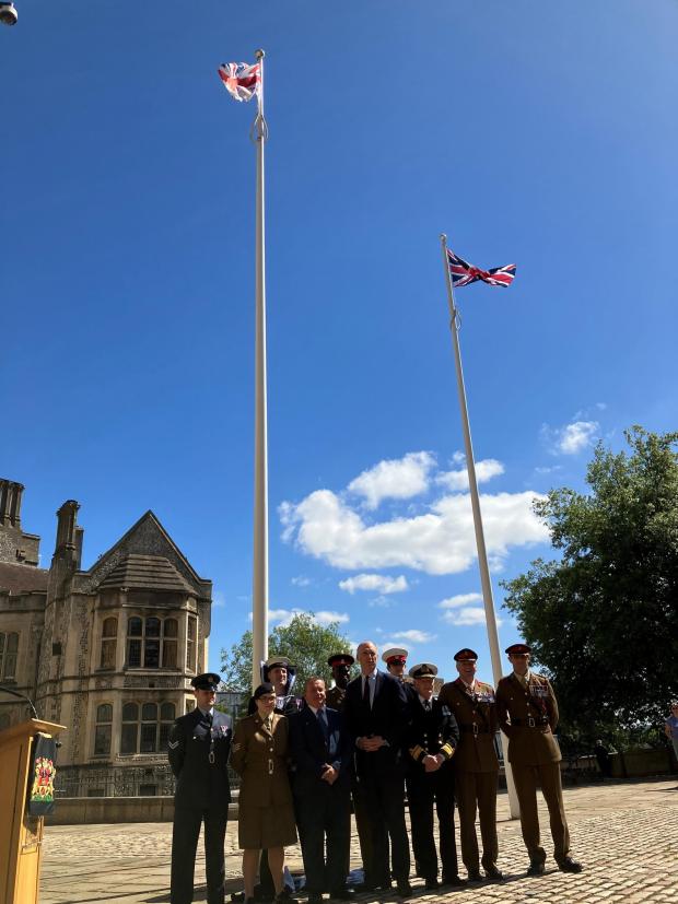 Hampshire Chronicle: Flag raising at the Great Hall Winchester 