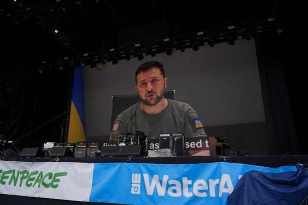 Zelensky calls Glastonbury ‘greatest concentration of freedom’ in video address (PA)