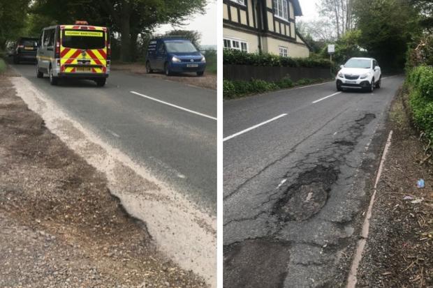Hampshire Chronicle: The lay-by (left) and the tight 'S' bend on the A3057. Pictures: John Green