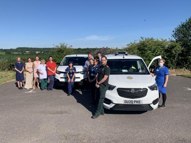 Hampshire Chronicle: Staff members of Southern Health NHS Foundation Trust, Hampshire Hospitals NHS Foundation Trust and South-Central Ambulance Service (SCAS), and Wessex Academic Health Science Network (AHSN) for the Hampshire falls and frailty van launch with. July 14