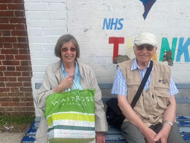 Hampshire Chronicle: Margaret and Bob House waiting for a bus today.