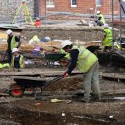 Archaeological dig in Jewry Street on the site of the Discovery Centre