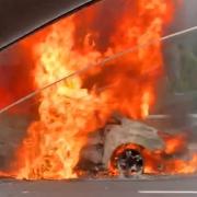Burning vehicle blocks M27