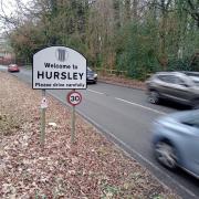 Entrance sign to Hursley on Main Road