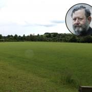 The rugby pitches at Arlebury Park in Alresford; and, inset, Robin Atkins, chairman of Alresford Town Trust