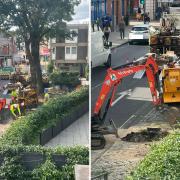 The stumps being removed on St George's Street