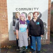 Community Food Pantry volunteers. Left to right: Stephanie, Caroline, Liz and manager Elaine Chapman