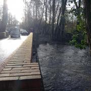 The River Itchen at Kiln Lane, Brambridge, at the pollution spot