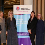 Co-founders and university staff. From left: Natasha Montagu, Judith Heneghan, Sophie Liardet, Sian Searles, Inga Bryden, Shira Pinczuk. Picture: Dominic Parkes/University of Winchester