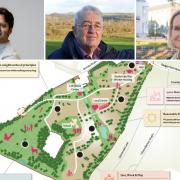Manor Parks masterplan. From left: Cllrs Adrian Brophy, Brian Laming and Jan Warwick