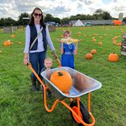 Heather Gambie, with sons William, one and Harry, sevenDroxford Pumpkin Patch