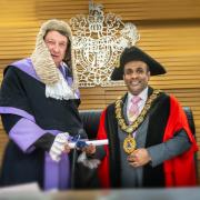 The Mayor of Salisbury, Cllr Atiqul Hoque with His Honour Judge Mousley KC