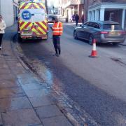 Photo of Southern Water workers on St George's Street in Winchester