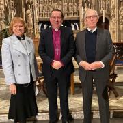 L-R: Rev.d Catherine Ogle, Dean of Winchester Cathedral, Philip Mounstephen, Bishop of Winchester, and Bruce Parker