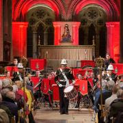 Band of HM Royal Marines Collingwood performing at Romsey Abbey in 2023