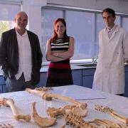 Alice Roberts with Dr Simon Roffey (left) and Dr David Ashby