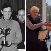 Left: Roy Bright receiving the Condor Winnall Cup trophy in 1969. Right: Roy receiving the lifetime achievement award