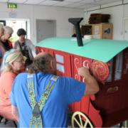 Making a model of a traditional Gypsy caravan - one of the art projects prompted by Jane Peacock's research
