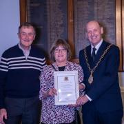 Peter and Janet Morton with the Mayor of Romsey