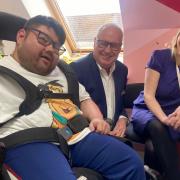 Ahmed (left) with John Pearson, the charity lead from Hampshire and Isle of Wight Freemasons and Chloe Atkins, Head of Fundraising at Rose Road.