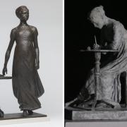 Left: the proposed Jane Austen statue, designed by Martin Jennings. Right: An earlier design, by Robert Truscott