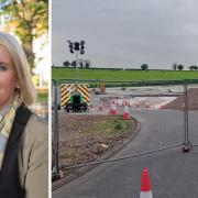 Left: Cllr Jan Warwick. Right: The Balfour Beatty compound