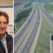 Left: Cllr Mark Cooper. Right: The plans for Junction 9 on the M3