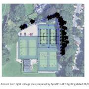 Location of lights at tennis club