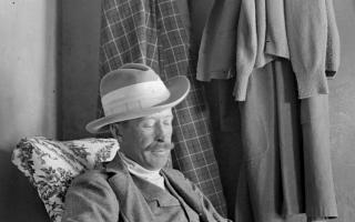 George Herbert, 5th Earl of Carnarvon, relaxes in Howard Carter's house in Egypt c. 1922.