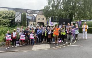 UCU and Unison members at the picket line
