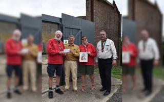 L-R: Colin Brooks, Richard Mendelsohn Chair of Winchester Scouts, Viv Brooks and Robin Cook District Commissioner for Winchester District Scouts