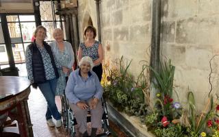 Trish Spiers, seated, and her team at Salisbury Flower Festival in May 2022. At the back Jackie Whittingston, Roz Hall and Jayne Pickett