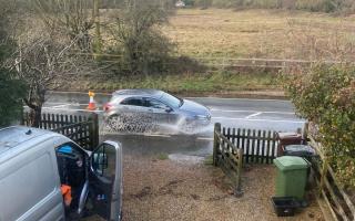 Flooding in Highbridge Road, Colden Common