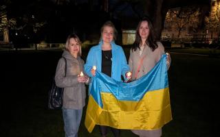 Dozens attend city centre vigil marking two years since war in Ukraine began