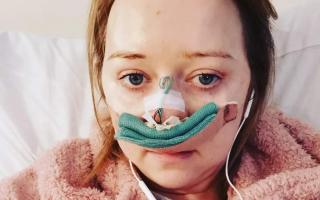 Katie Everett, 31, whilst undergoing treatment for a brain tumour
