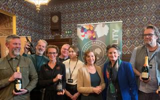 Flick Drummond alongside members of the British wine industry in Westminster